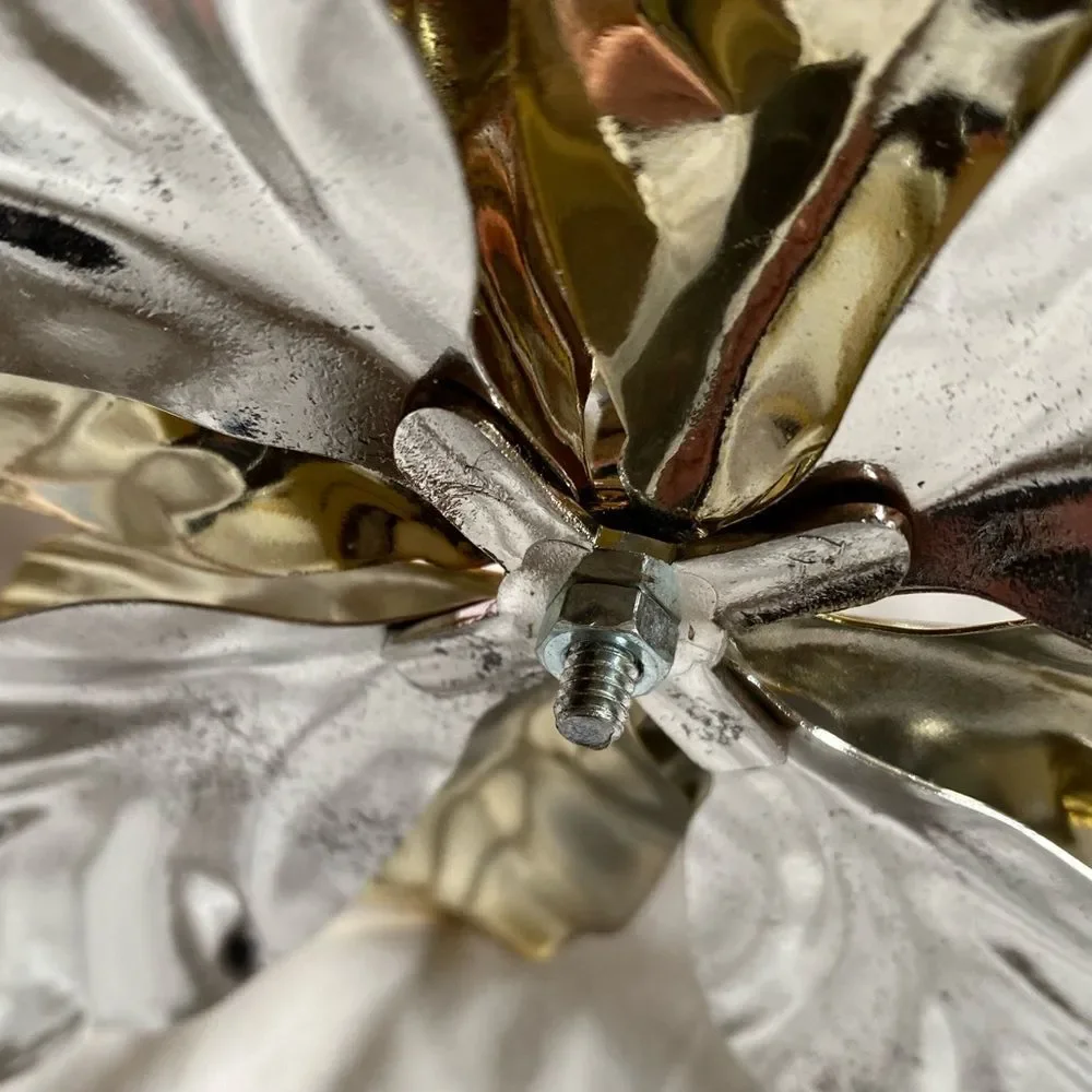 Vintage Department 56 Poinsettia Taper Candle Holder Silver Gold Shinny Finish